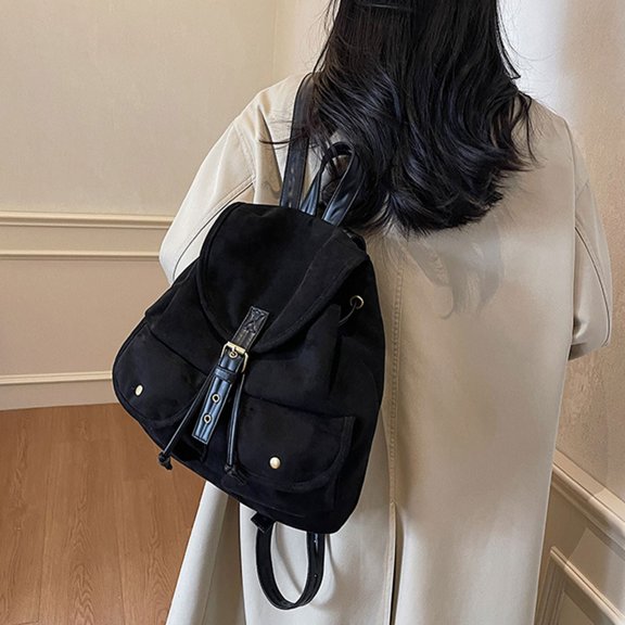 WIERPOP Practical Leather Backpack Large Capacity School Bag Casual Daypack Suitable For Short Trip And Daily Activities