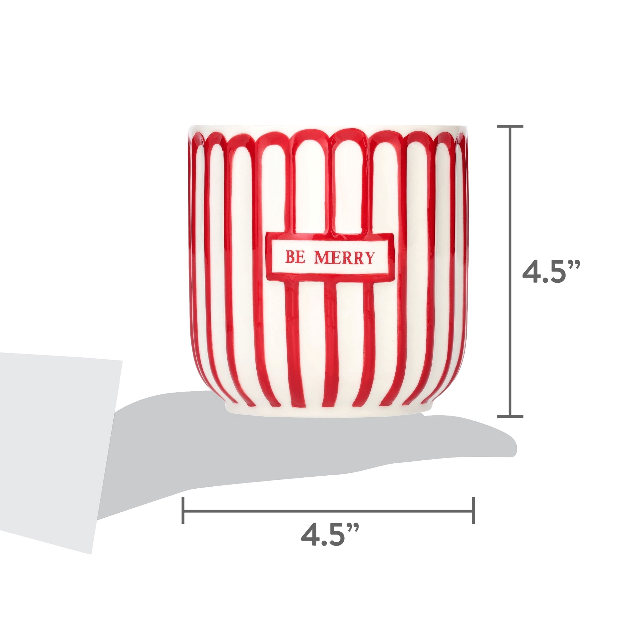 Be Merry Ceramic Pot Christmas Decoration, Red and White, 4.5", by Holiday Time