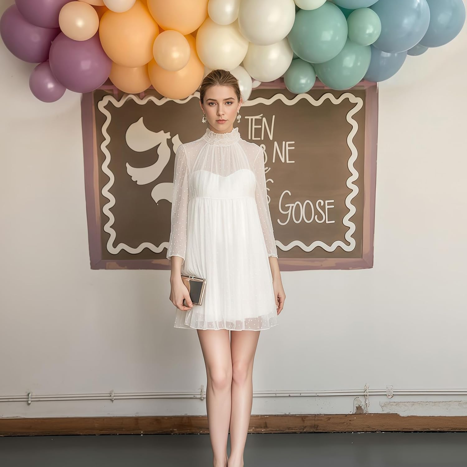 Pink Blue Green Balloons, Retro Blush Pink Sage Green Dusty Blue Ivory White Nude Latex Balloons  Pastel Rainbow Goose Party Balloon for Flower Fairy Baby in Bloom Shower Birthday Party Decoratio