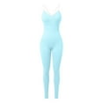 thumbnail image 7 of KHONTS Women's Crisscross Sleeveless Bodycon Cami Jumpsuit Seamless Backless Workout Yoga Pants Rompers Sky Blue M, 7 of 7