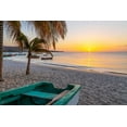 thumbnail image 2 of Jaynes Gallery 14x11 Black Ornate Wood Framed with Double Matting Museum Art Print Titled - Caribbean-Grenada-Grenadines Sunset and wooden fishing boat on Grand Anse Beach, 2 of 4