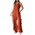 thumbnail image 1 of Wyzesi Maternity Jumpsuits Fall Women's Square Neck Ribbed Wide Leg Jumpsuit Sleeveless High Waist Pants Rompers with Pockets 2025 Features, 1 of 7