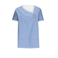 thumbnail image 4 of Women's Fashion 2024 Y2K Tops Dressy Casual Vintage 1/4 Button up Blouse Striped Summer Clothes for Teen Girls Henley Neck Flowy Shirts Short Sleeve Tunic Tops Loose Fit Flowy Light Blue T Shirts XXL, 4 of 4