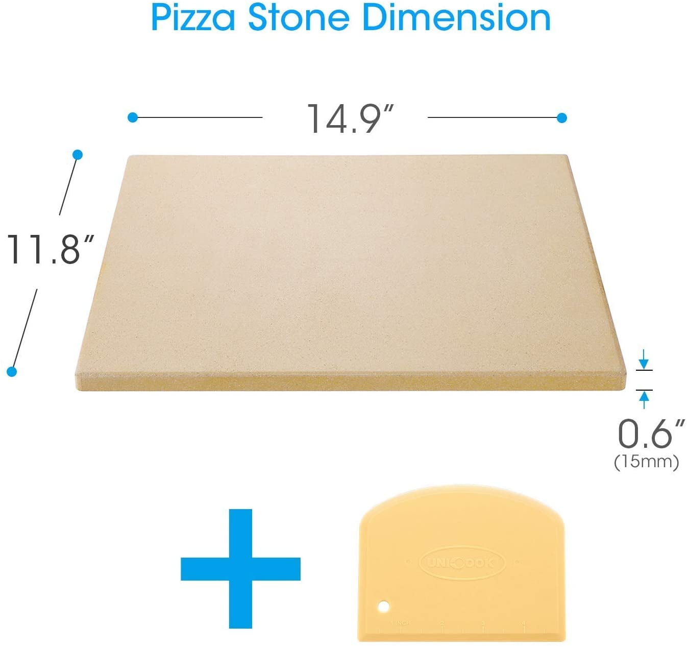 Rectangular Large Bread and Outdoor Grilling 15x16 Best for Crispy Crust Pizza with Recipes E-Book Vescoware Pizza Stone for Oven Baking Stone for BBQ & Grill with High Heat Retention 