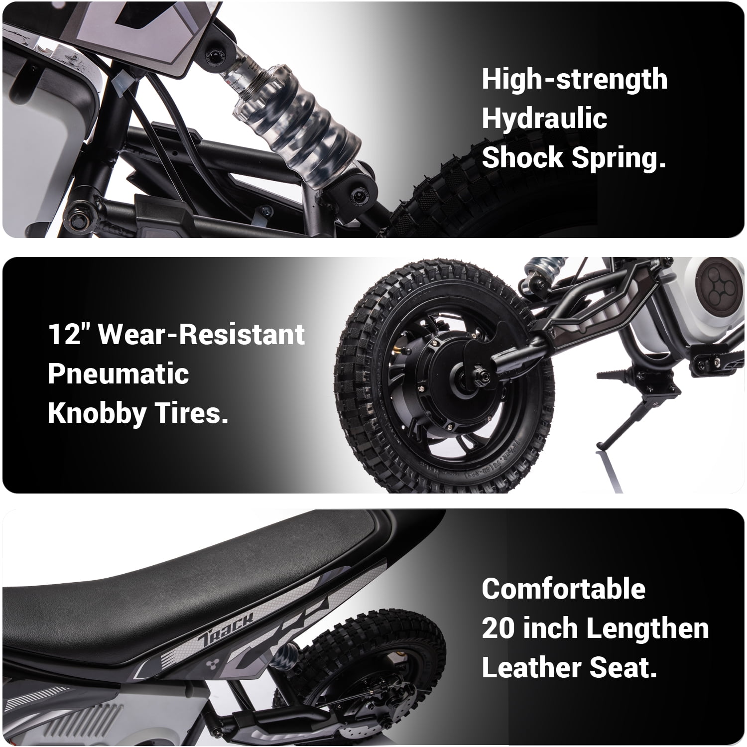 Track Seven 24V Electric Dirt Bike, 250W Ride on Motorcycle with Twist Grip Throttle, Hand-Operated Dual Brakes, Speed Up to 10 MPH, for Age 8-12, Black