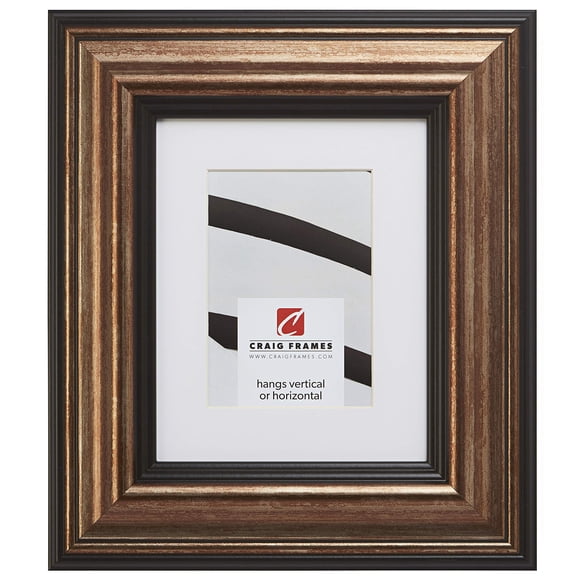 Craig Frames 21307201 12 x 12 Inch Aged Copper and Black Picture Frame Matted to Display a 9 x 9 Inch Photo