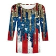 thumbnail image 4 of Nrmvnmi Patriotic Shirts for Women 3/4 Sleeve Shirt 4Th of July Independence Day Crewneck Cute Festival Tops Mothers Day Gifts, 4 of 5