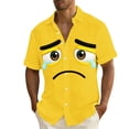 thumbnail image 5 of Ceisia Men's Funny Expression Print Short Sleeve Button Down Casual Beach Shirt Yellow XXXXXL Gifts, 5 of 5