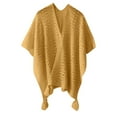 thumbnail image 7 of Fgnfyis Shawl Wraps for Women Winter Knitted Cardigan Casual Poncho Cape Open Front Sweater with Tassels Light Yellow, 7 of 7