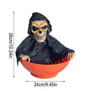 Halloween Candy Bowl, Animated Halloween Candy Bowl, Animated Skull Bowl, Motion-Activated Moving Skeleton Hand with LED Eyes & Sound Effects, Spooky Trick-or-Treat Decor