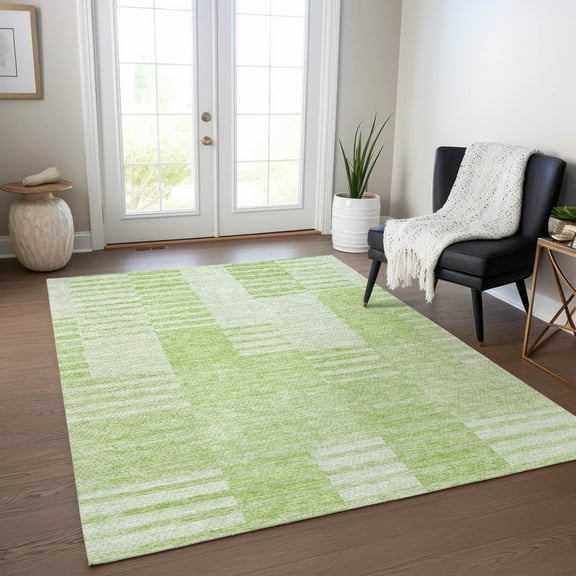 Addison Rugs Chantille Indoor/Outdoor Transitional Striped Aloe Washable Rectangle Rug, 10' x 14'