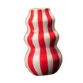thumbnail image 5 of deevoka Painted Striped Ceramic Vase Centerpiece for Bookshelf Wedding Room Entrance Red, 5 of 9