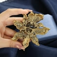 thumbnail image 4 of Vintage Orchid Rhinestone Brooch Women's Luxury Jewelry Accessories Banquet Pin, 4 of 6