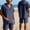 A Navy, variant on Timoontee Men's Short Sleeve Hoodies with Shorts Sets Loose Summer Casual Sets Lightweight Beach 2 Piece Sets Breathable Tracksuit for Hiking Workout Etc Navy XXL