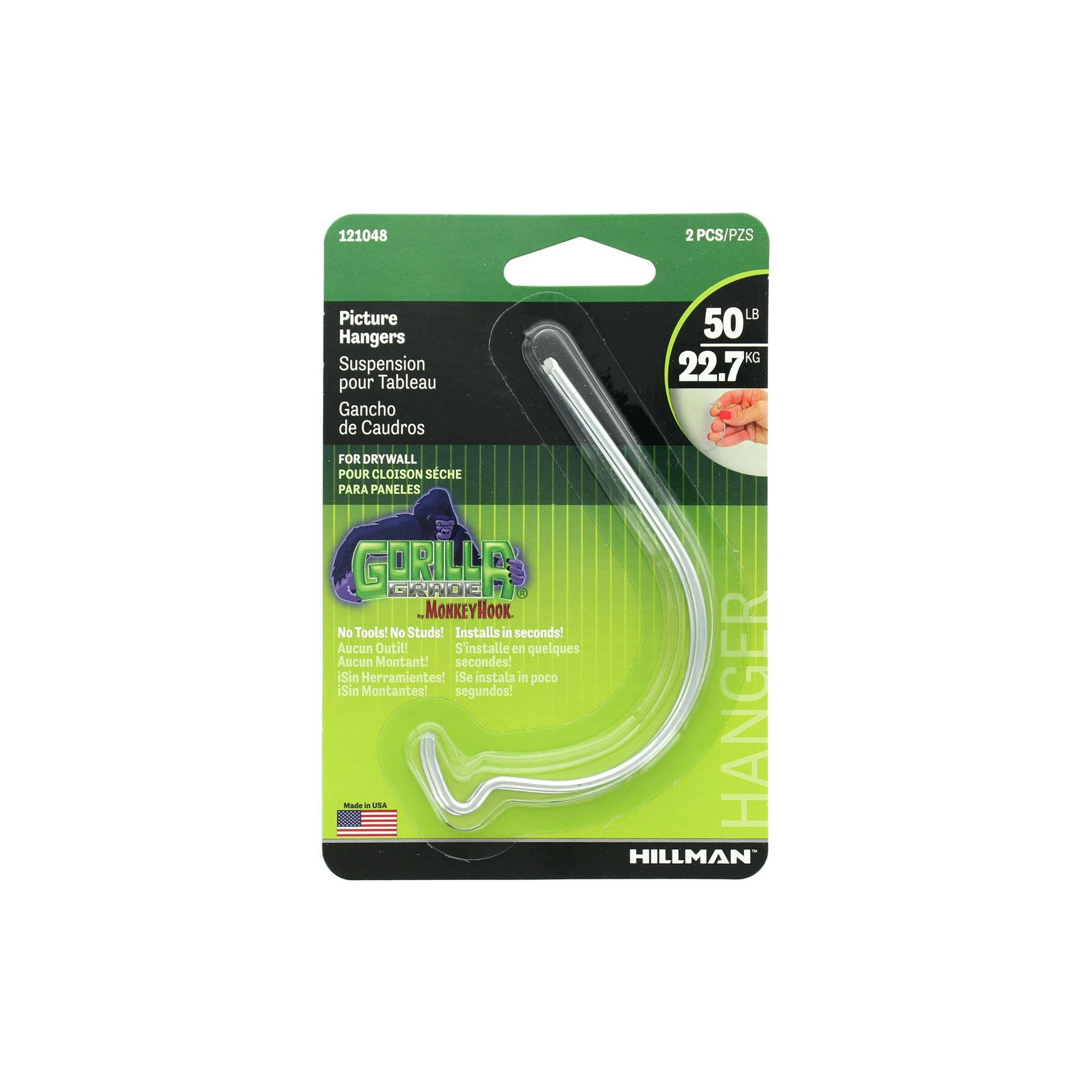 Hillman Picture Hanger 50lb Gorilla Hook 2pc