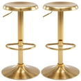 thumbnail image 3 of Metal Bar Stools Set of 2, Counter Height Adjustable Barstools, Backless 360° Swivel Kitchen Stools for Island, Dining, Bistro, Pub (Gold）, 3 of 14