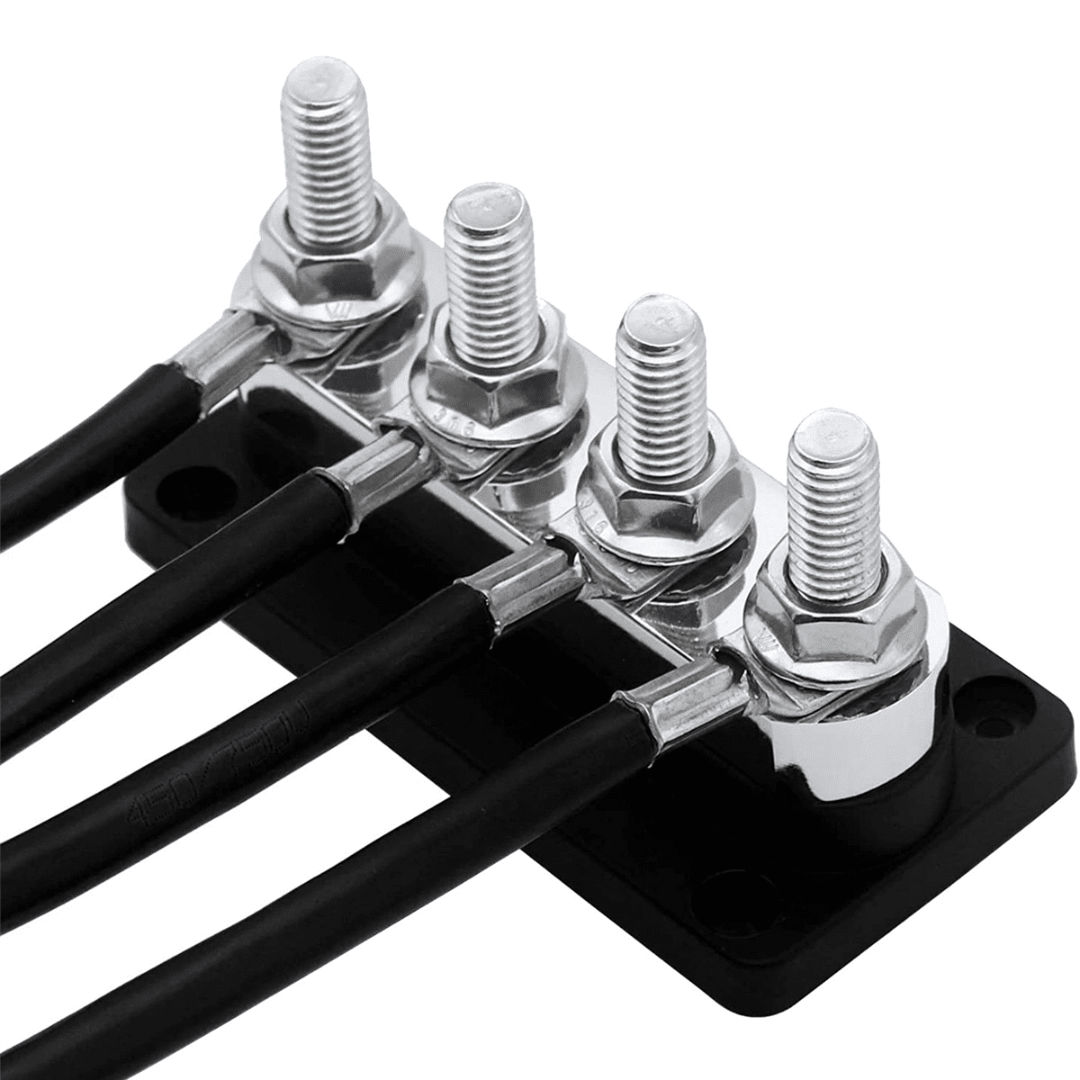4X 600A Bus Bar 4-Stud (3/8 Inch) M10 High Current Copper Busbar Terminal Block Marine DC 12V 24V 48V with Cover(Black)