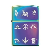 Zippo Lighter - Personalized Custom Message Engraved on Backside for Special Designs Windproof Lighter (Hippie Symbols Z6032)
