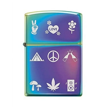 Zippo Lighter - Personalized Custom Message Engraved on Backside for Special Designs Windproof Lighter (Hippie Symbols Z6032)