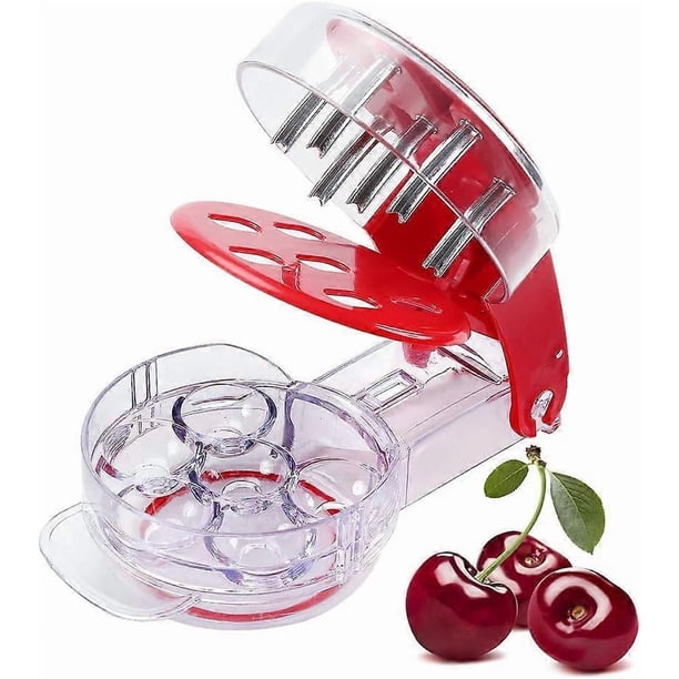 Multi Cherry Corer, Cherry Pitter, Cherry Seed Remover with Pit and Juice Container 6 Cherries