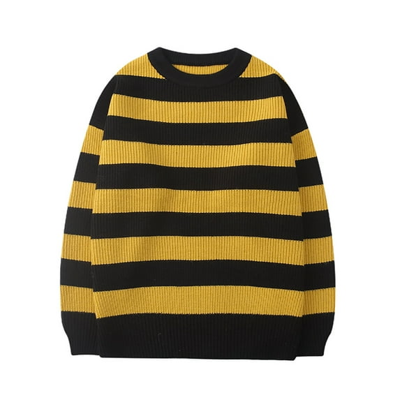 Seyurigaoka Women Color Block Sweater Loose Oversized Stripe Sweater Pullover Top Casual Long Sleeve Round Neck Knit Sweater