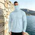 thumbnail image 2 of ZVNAΖH Men's UPF 50+ Sun Protection Hoodie Shirt, Long Sleeve with Built-in Face Cover & Thumb Holes for Fishing & Hiking, M-3XL, 2 of 9