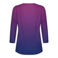 thumbnail image 5 of aidice Womens Shirts Casual 3/4 Sleeve Notched V Neck Button Comfy Fitting Gradient Color Tee Shirts, 5 of 5