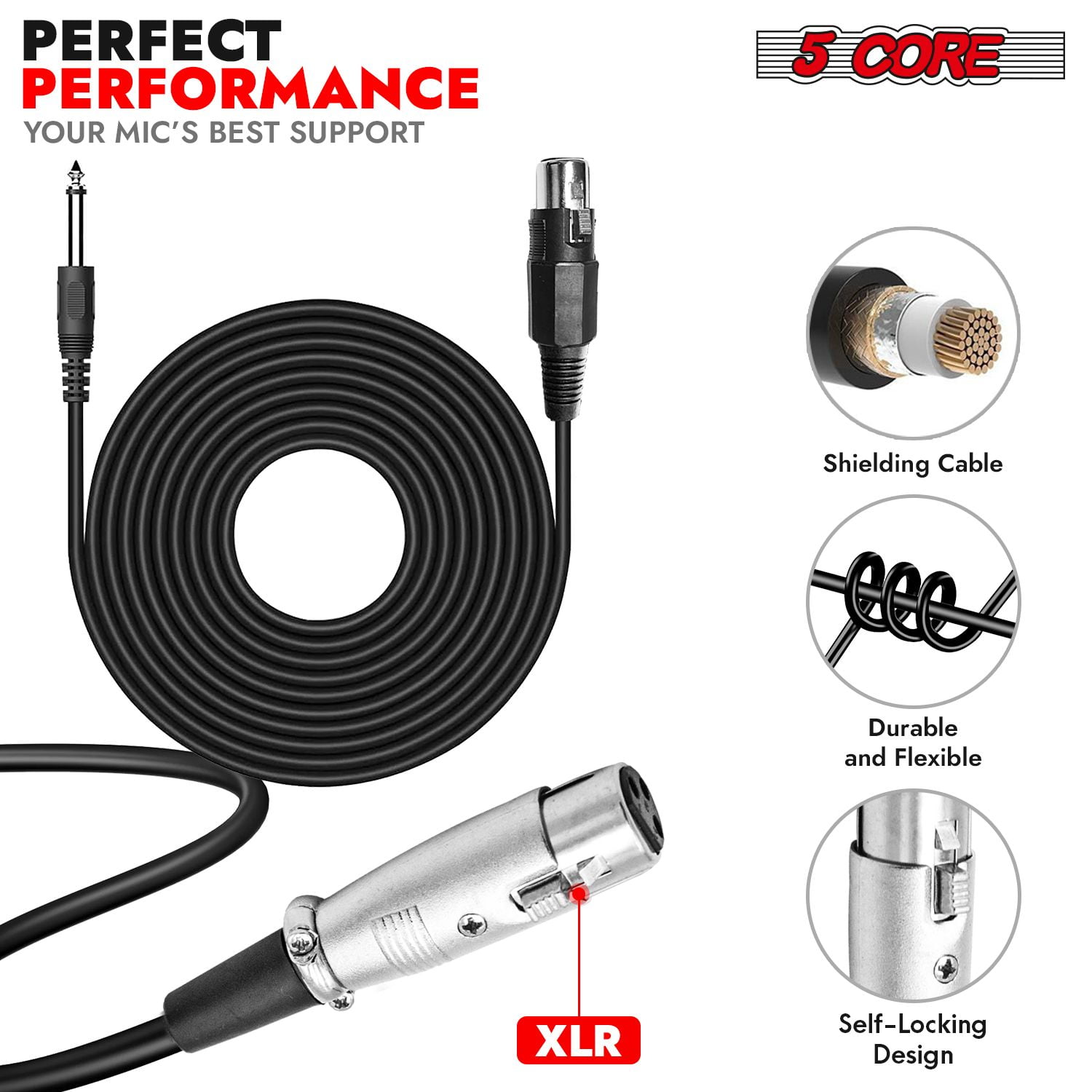 Professional Cardioid Dynamic Vocal Microphone with On/Off Switch & XLR Cable for Karaoke, Live Singing, and Public Speaking