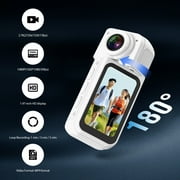 Mini Action Camera 64GB ,Thumb POV Portable Body Cam Wearable Video Recorder, Helmet Mount, Magnetic Sport DV for Cycling, Motorcycle ,Pet, Vlog (White)