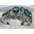 thumbnail image 3 of LBG British Made 10k White Gold Natural Blue Topaz Womens Eternity Ring - 33 size options - Size 8, 3 of 6