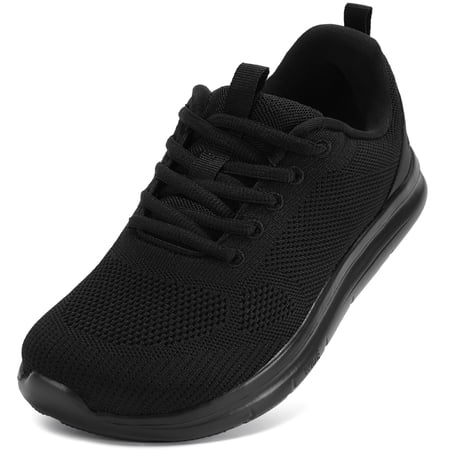 TEAHOO X STQ Wide Toe Box Walking Shoes Women Extra Wide Width Tennis Sneakers Comfortable Mesh Arch Support Running Athletic Shoe for Orthopedic Plantar Fasciitis Diabetic Bunions All Black 8