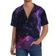 thumbnail image 7 of Lsque Galactic Wolf Stare print Men's Cuban Collar Short Sleeve Shirt Summer Beachwear Casual Button Down Fashionable Vacation Leisure Shirt-XX-Large, 7 of 7