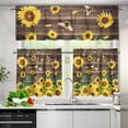 thumbnail image 3 of Sunflower Kitchen Window Curtain Toppers and Valances Decor Wood Panel Rod Pocket Sunflower Curtains Set Window Treatment Letter Backdrop, 24 Inches, 3 of 5
