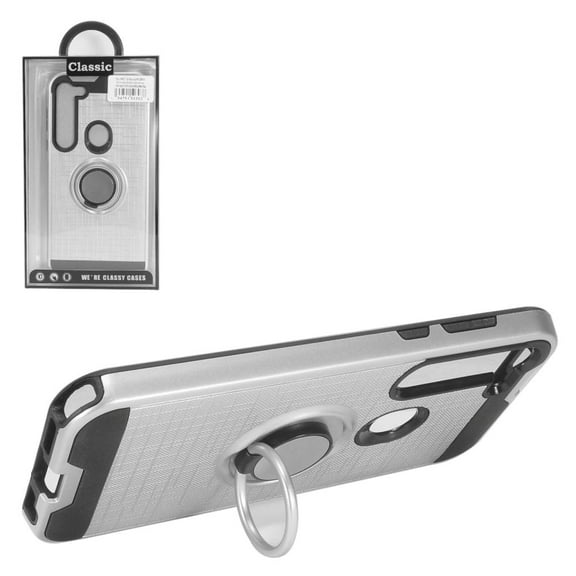 GSA Brushed Case w/Ring Stand for Moto G Stylus 2020, XT2043 - Silver/Black