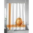 thumbnail image 5 of Boho Pumpkins Fall Thanksgiving Shower Curtain, Orange Stripe Bathroom Decor Curtains Set with Hooks, White Waterproof Fabric Home Accessories， Stall 54 X 78 Inch, 5 of 6