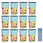 Spongebob Squarepants Party Pack - 12 Reusable Cups & Dino Sticker Sheet - Birthday Supplies & Favors for Kids - Fun & Colorful Theme Set