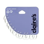 Claires Womens Silver 15MM Hoop Earrings Set, Endless Closure 6 Pack 99514 Adult Female Crystal