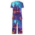 Tyiszil Pajamas for Women Sets Plus Size Blue Shirt and Capris Hallo