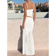 thumbnail image 5 of Women'S 2 Piece Outfits Ruffle Trim Crop Top and Low Rise Maxi Skirt Set White XS, 5 of 6