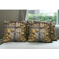 thumbnail image 2 of Ambesonne Rustic Throw Pillow Cover Pack of 4, Yellow Farmhouse Romance, 4 Pcs-36" x 16", Mustard Taupe Caramel, 2 of 5
