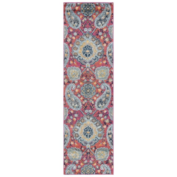SAFAVIEH Madison Hope Floral Paisley Runner Rug, Fuchsia/Gold, 2'3" x 14'