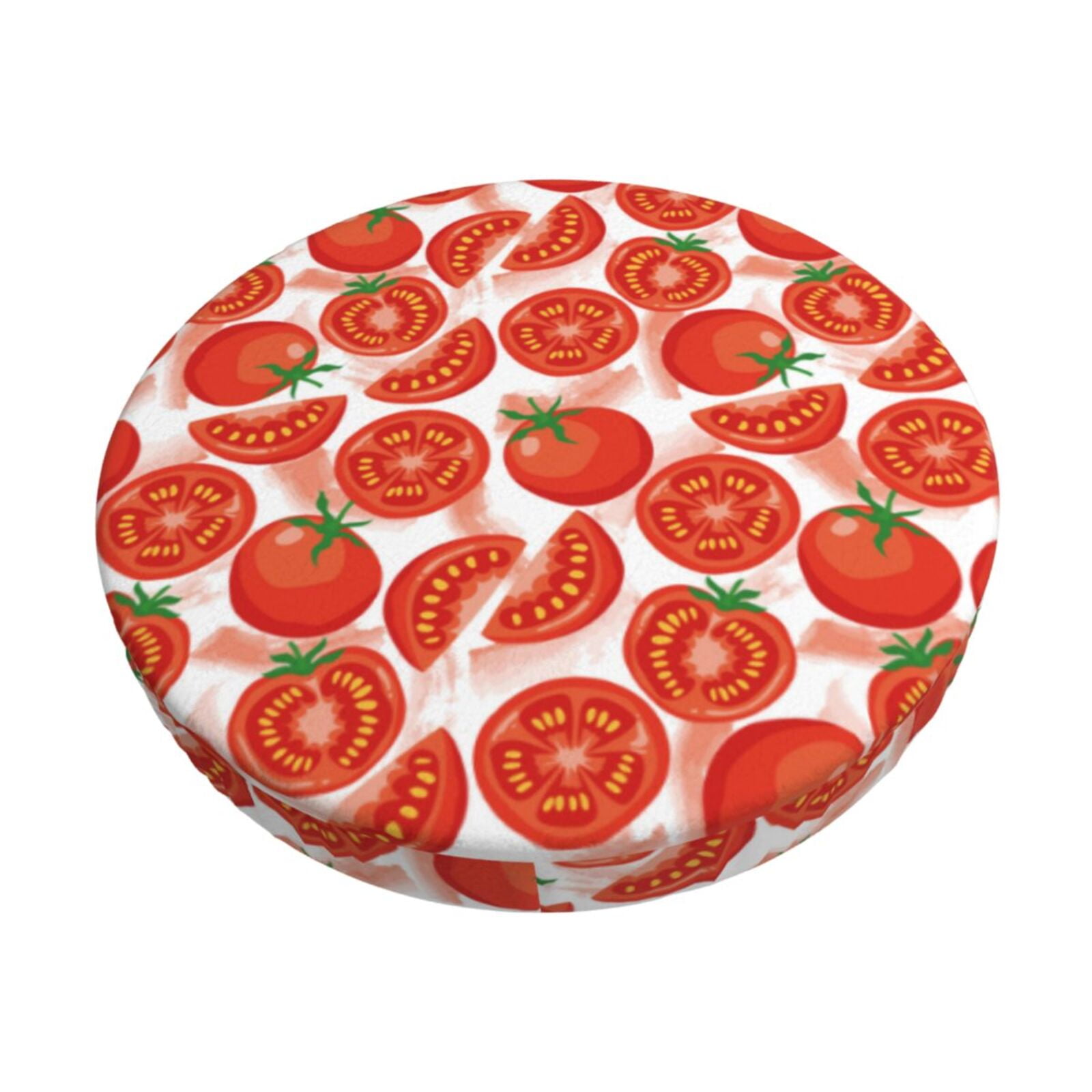 Easygdp Tomatoes Print Easy To Install Bar Stool Covers&Stool Covers Round&Elastic Stool Cover, Barstool Covers,Washable&Bottom With Elastic Edge-12 inch