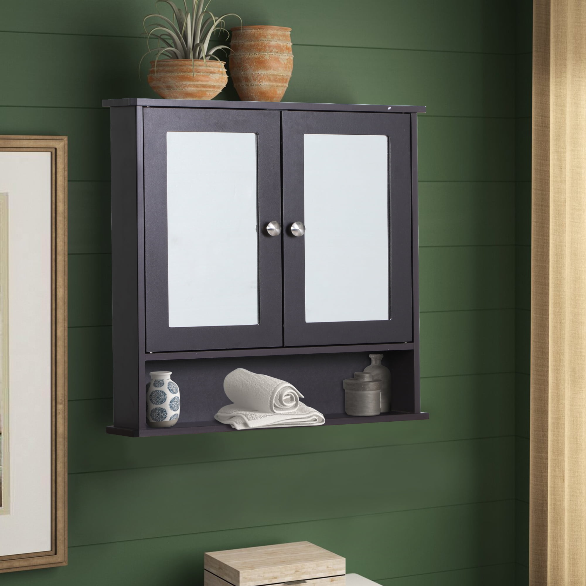MF Studio Bathroom Cabinet Wall Mounted with Double Mirror Doors, Wood ...