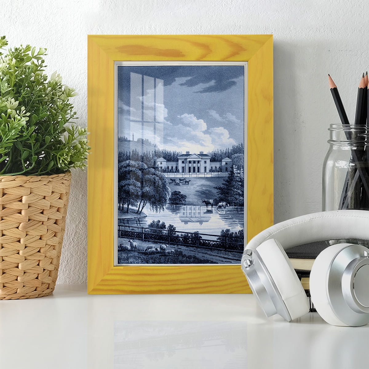 Estate View I -Framed Print w/glass-Sunflower Yellow