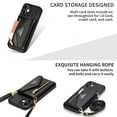 thumbnail image 4 of Dteck Card Holder Wallet Back Case for Apple iPhone 12 6.1-inch,Shockproof Rubber Silicone Bumper PU Leather Card Pocket Hybrid Phone Protective Kickstand Cover with Cross Body Shoulder Strap,Black, 4 of 9