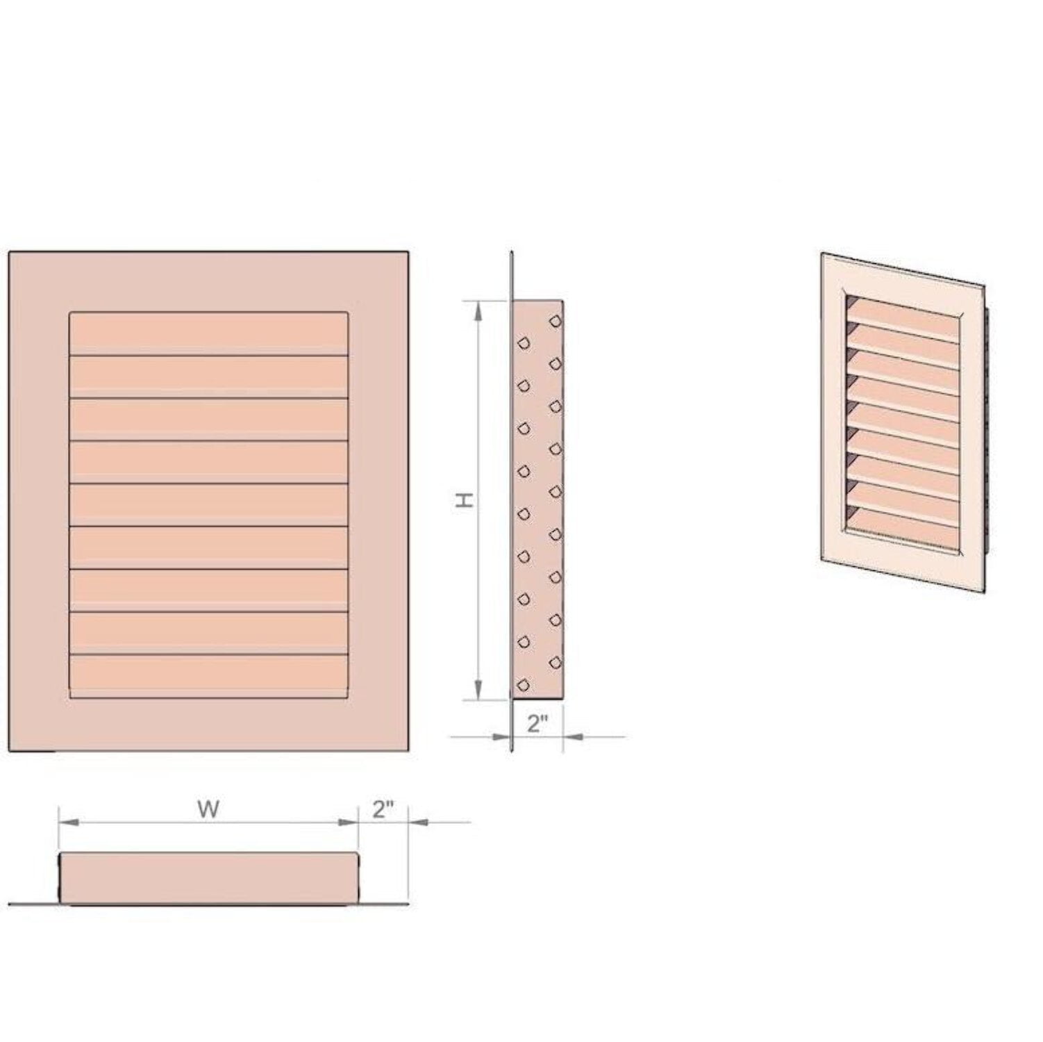 Copper Louvered Gable End Vent Vent Size: 12" W x 24" H, Mount Type: Stucco