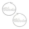 Personalized Women's Sterling Silver or Gold over SIlver Name Hoop Earrings, 35mm