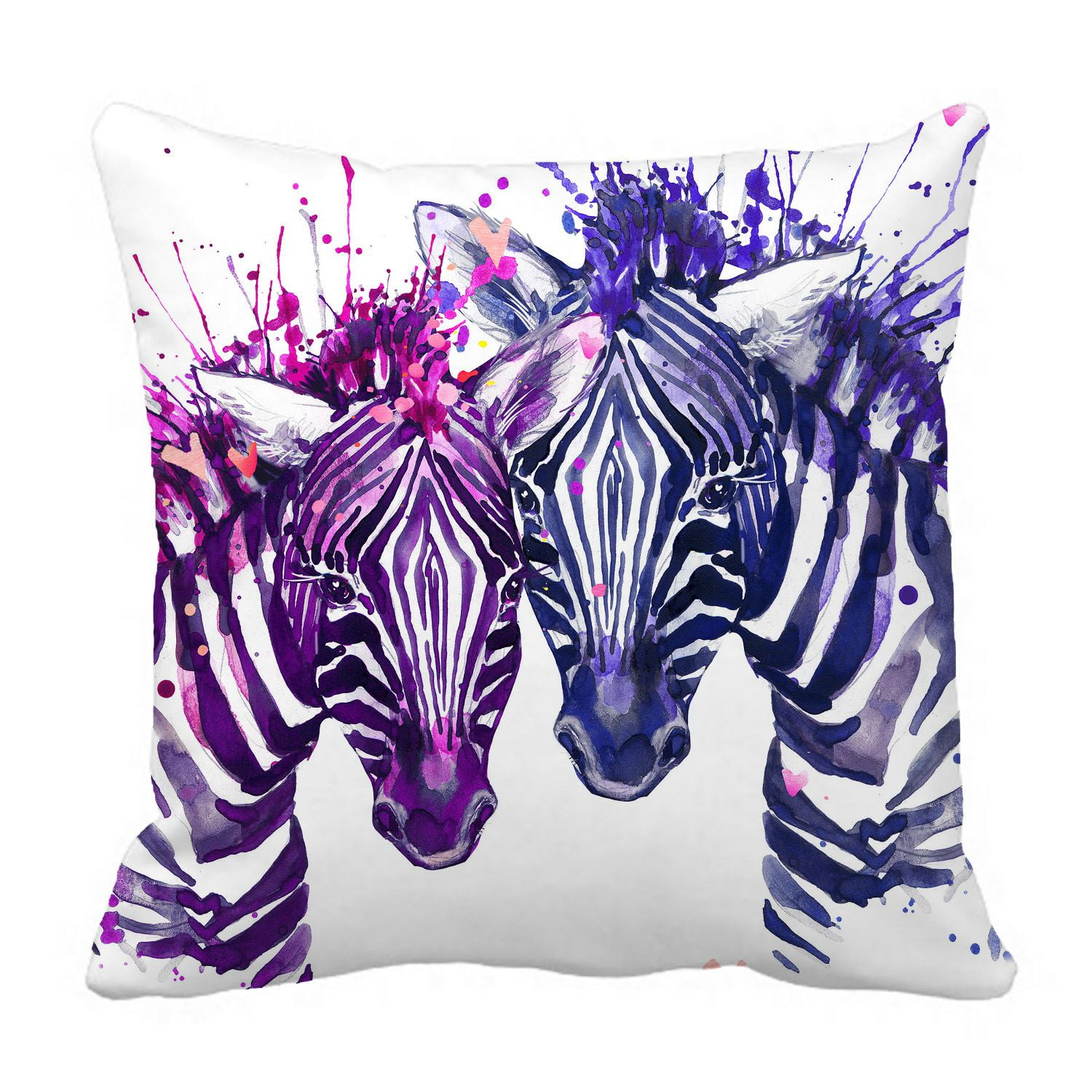 PHFZK Watercolor Zebra Pillow Case, Cute Love Zebras Pillowcase Throw Pillow Cushion Cover Two ...