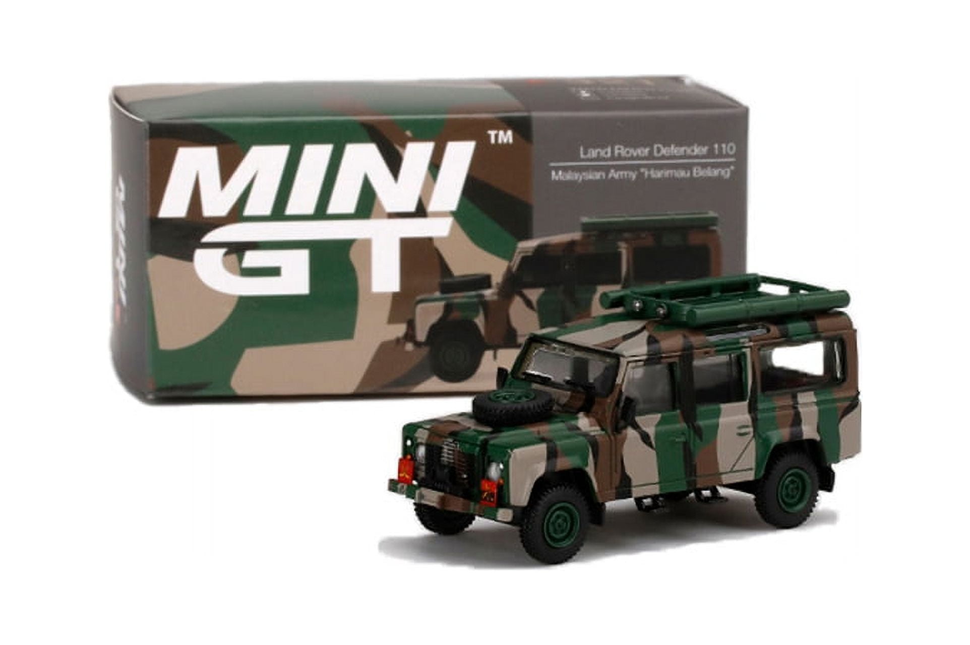 ミニカー MINI GT Land Rover Defender 110 Malaysia Land Rover Defender 110 Malaysian Army, Green Camouflage