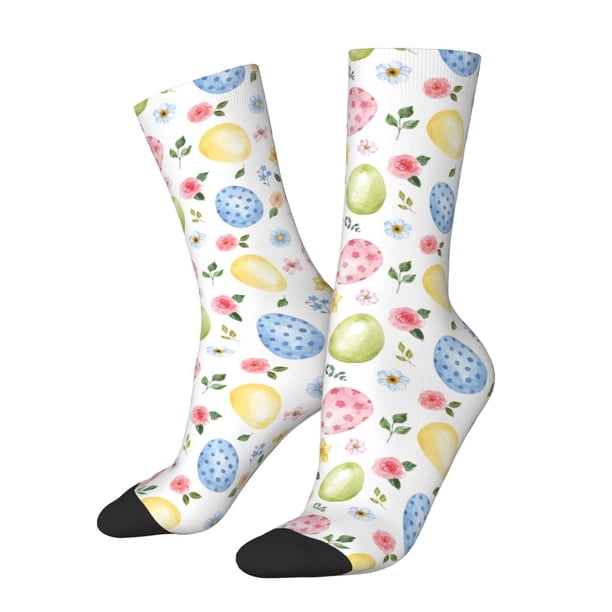 Fotbe Easter Egg3 Calcetas Largas con Estampado para Hombre y Mujer – Calcetas de Compresión Transpirables y Elásticas, Viajar y Uso Diario Talla 5-11